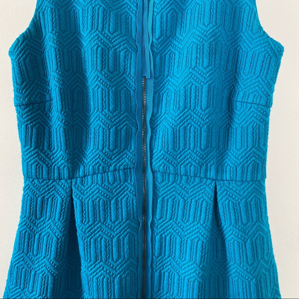 anthropologie leifsdottir coral blue turquoise knit fit and flare dress - Picture 5 of 8